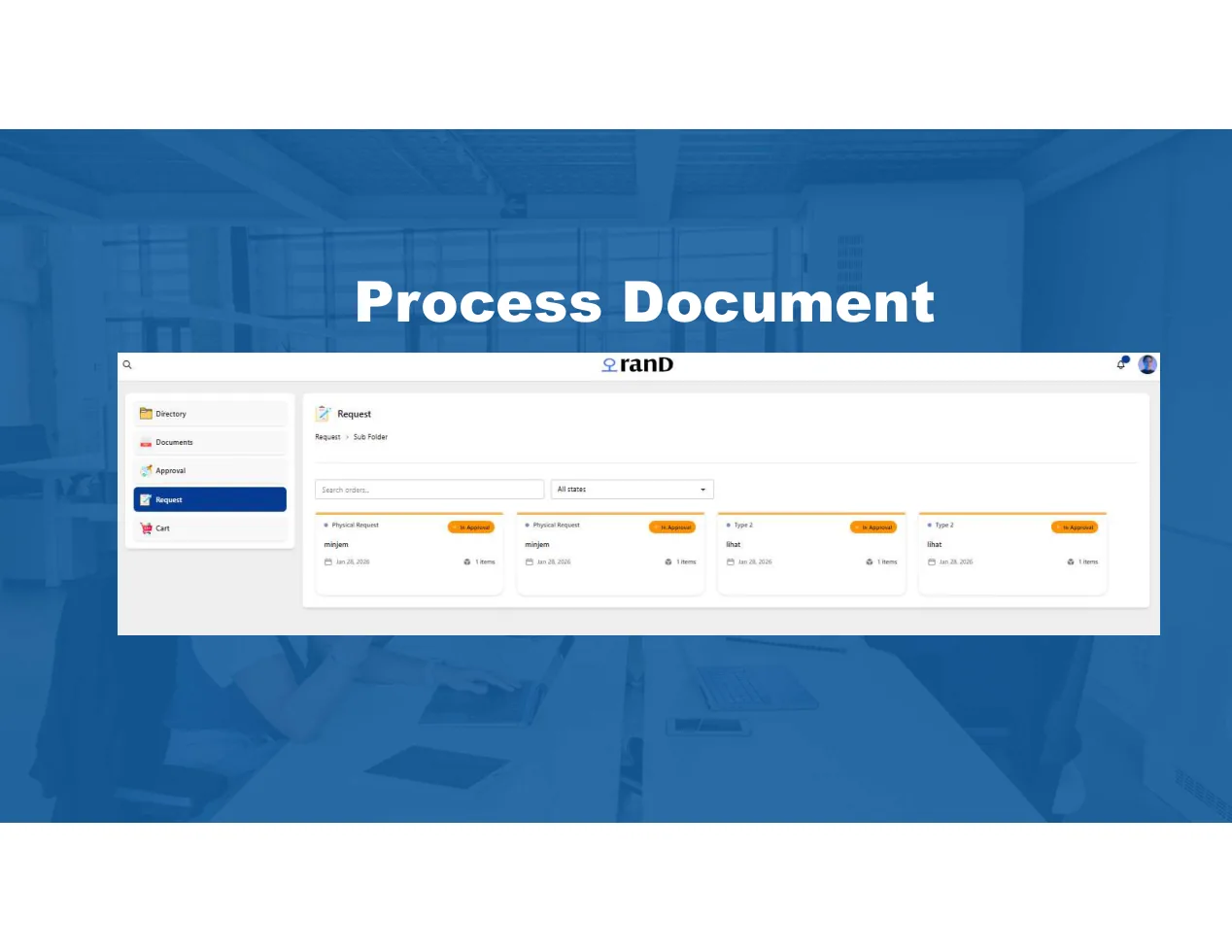 OranD process document screen