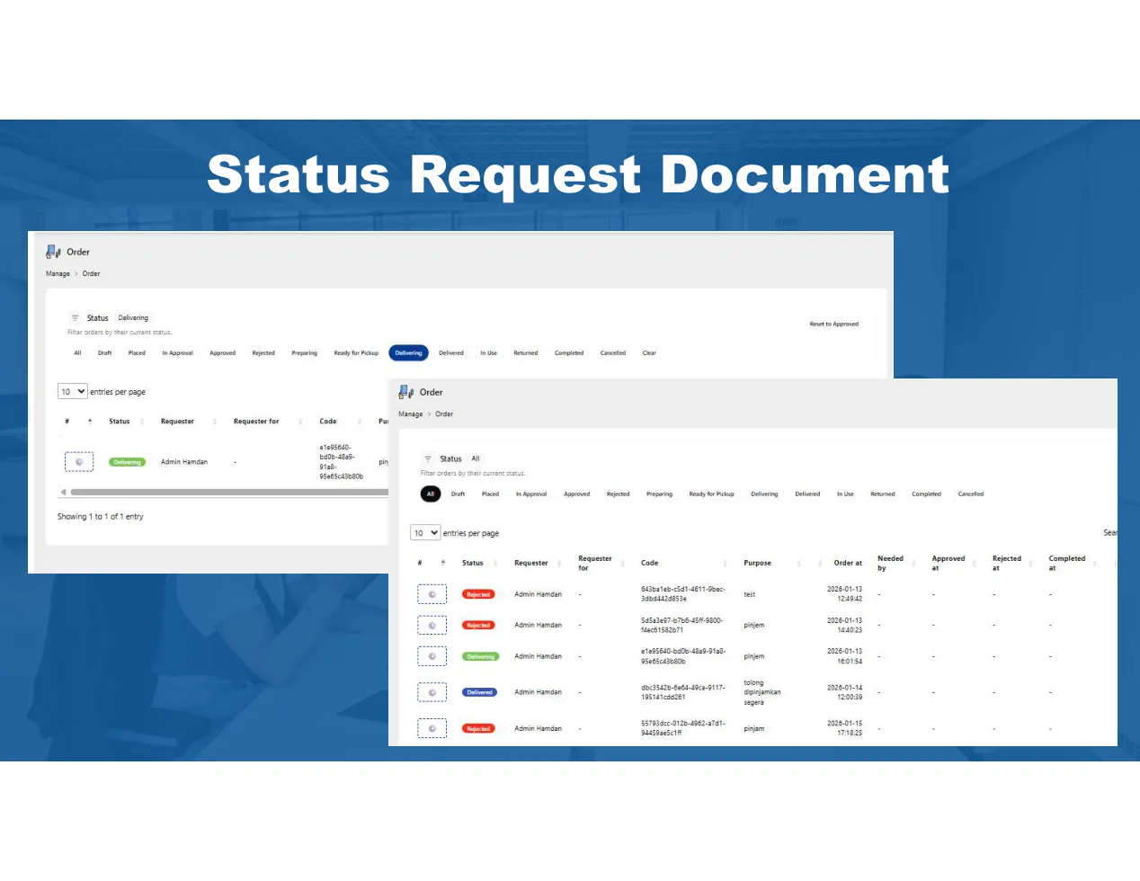 OranD status request screen