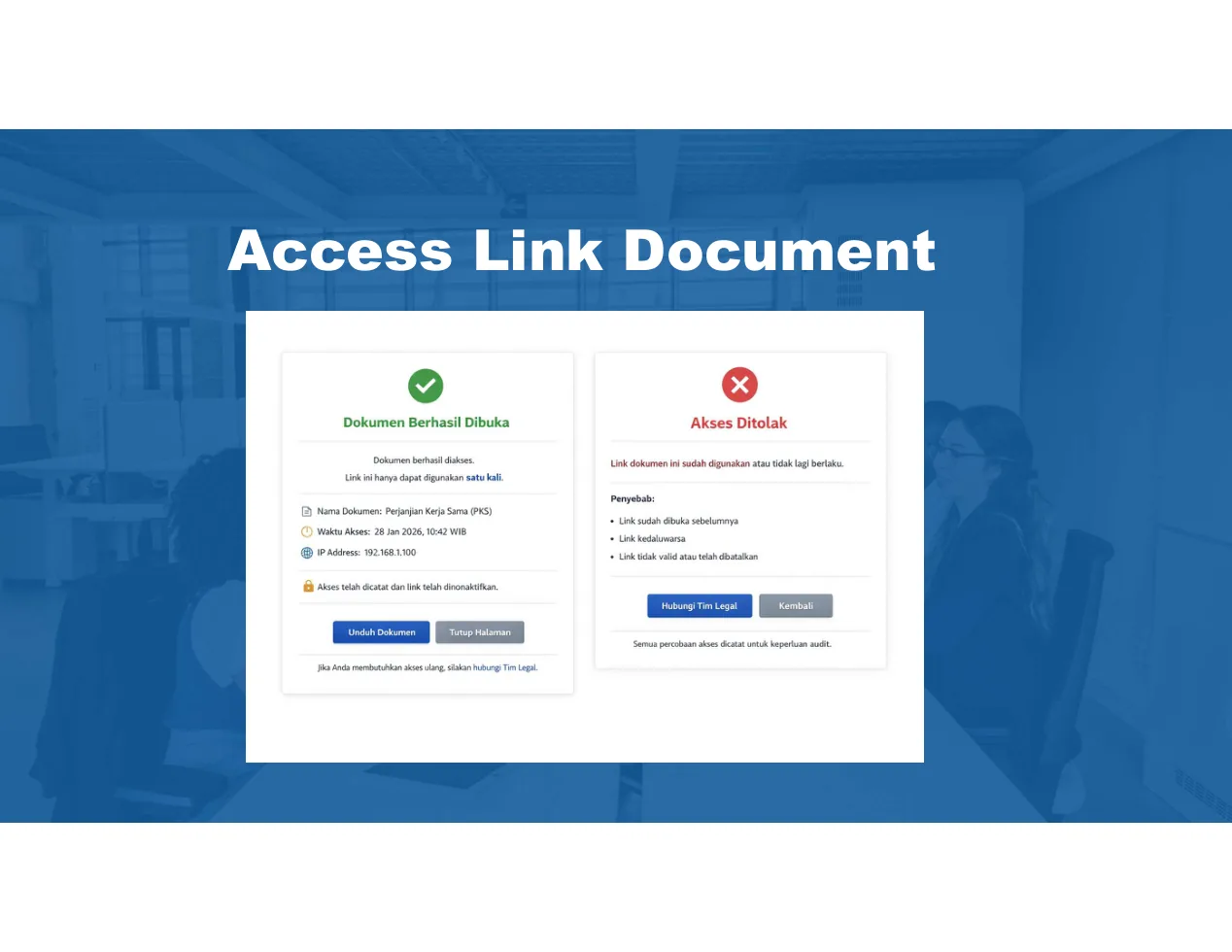OranD access link document screen